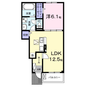 1LDK 間取り図