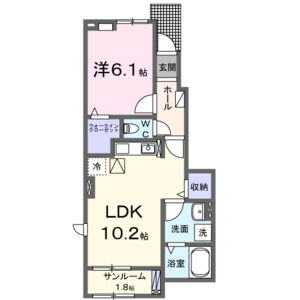 1LDK 間取り図