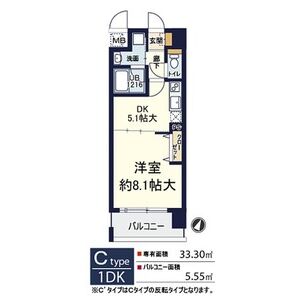 1DK 間取り図