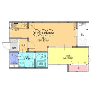 1LDK 間取り図