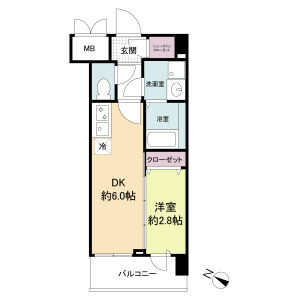1DK 間取り図