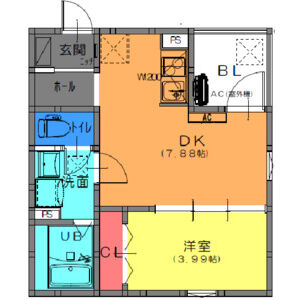 1DK 間取り図
