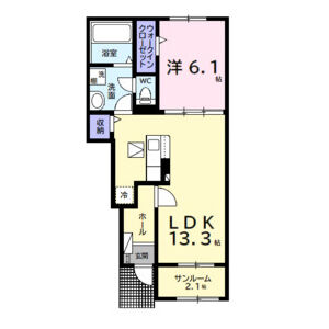 1LDK 間取り図