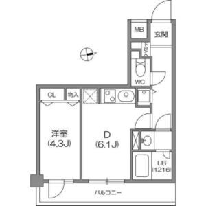 1DK 間取り図
