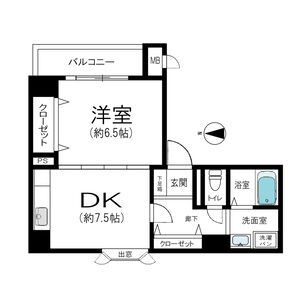 1DK 間取り図