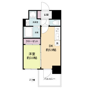 1DK 間取り図