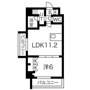 1LDK 間取り図