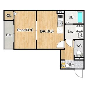 1DK 間取り図