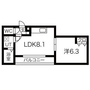 1LDK 間取り図