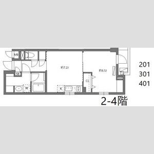 1DK 間取り図