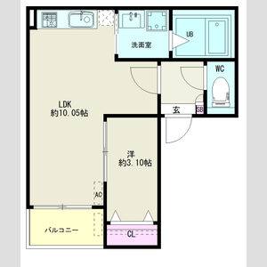 1LDK 間取り図