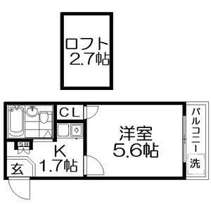 1K 間取り図