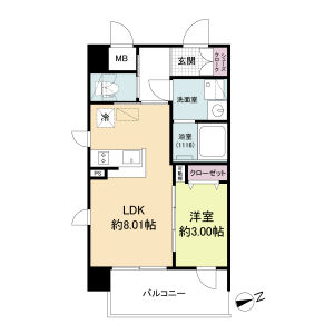 1LDK 間取り図