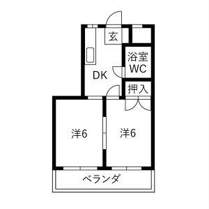2DK 間取り図
