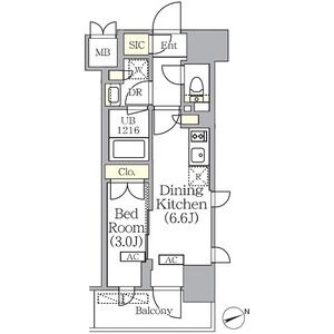 1DK 間取り図
