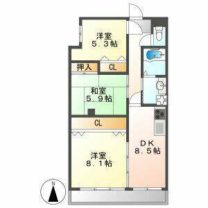 3DK 間取り図