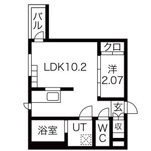 1LDK 間取り図