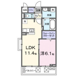 1LDK 間取り図