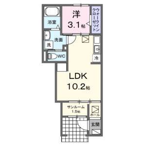 1LDK 間取り図