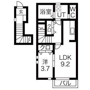 1DK 間取り図