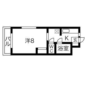 1DK 間取り図