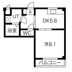 1DK 間取り図