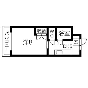 1DK 間取り図