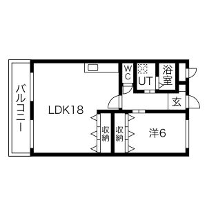 1LDK 間取り図