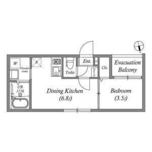 1DK 間取り図