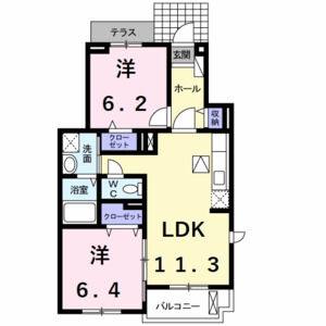 2LDK 間取り図