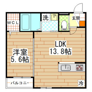 1LDK 間取り図