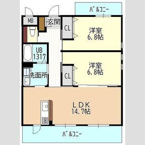 2LDK 間取り図