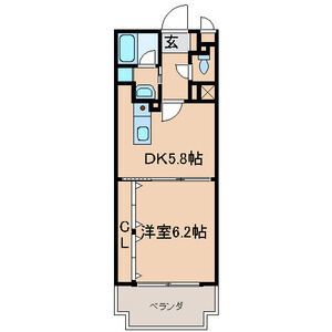 1DK 間取り図