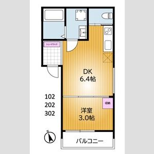 1DK 間取り図