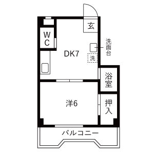1DK 間取り図
