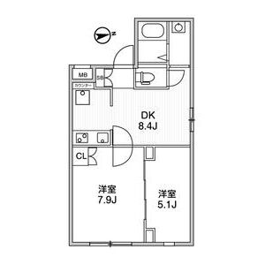 2DK 間取り図