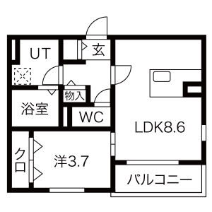 1LDK 間取り図
