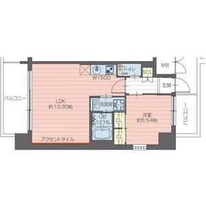 1LDK 間取り図