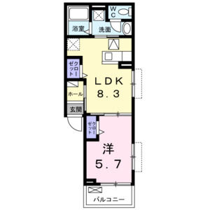1LDK 間取り図