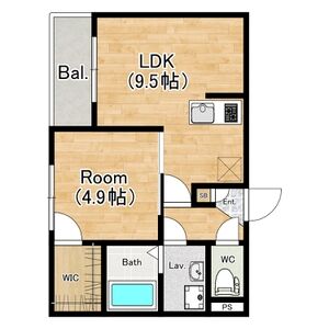 1LDK 間取り図
