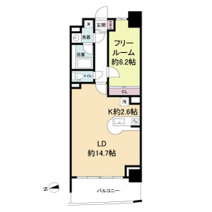 1LDK 間取り図