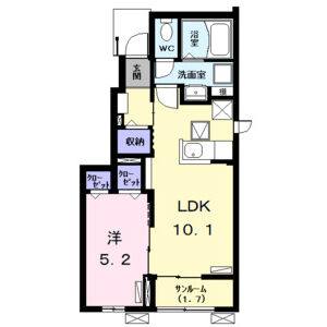 1LDK 間取り図