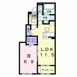 1LDK 間取り図