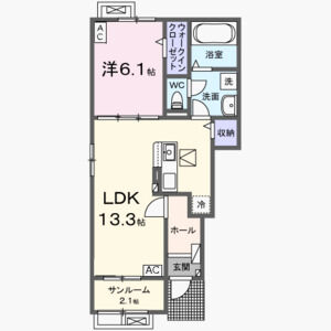 1LDK 間取り図