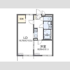 1LDK 間取り図
