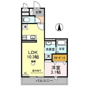 1LDK 間取り図
