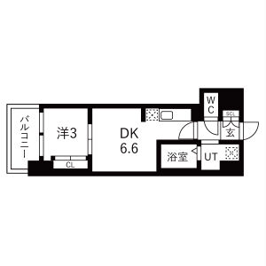 1LDK 間取り図