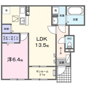 1LDK 間取り図