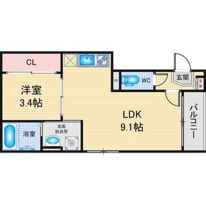 1LDK 間取り図