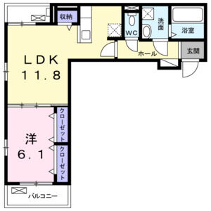 1LDK 間取り図